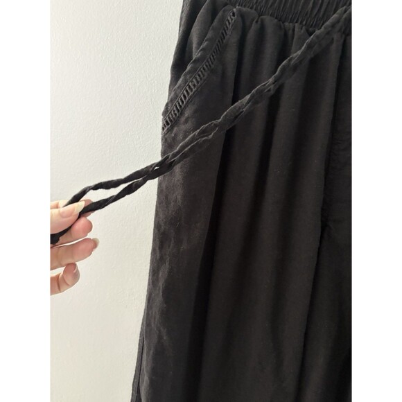 Briggs Linen Blend Wide Leg Pants Size M Black Beachy Lagenlook Boho Festival - Picture 4 of 16